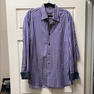 Elegant Purple Striped Men's Shirt